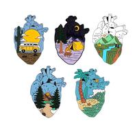 5 estilos Broches de corazón anatómicos, kit de pines anatómicos en forma de corazón, juego de pines de solapa con esmalte de corazón científico unisex, regalos de fiesta de graduación médica