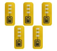 5 etiquetas adhesivas para llave de batería DCB200 para batería de litio de 18 V 14,4 V DCB140 DCB182, compatible con DEWALT, pegatinas de repuesto de papel amarillo, 34 x 12 mm