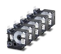 5 etiquetas de cinta estándar D1 de 24 mm, compatibles con etiquetas laminadas en blanco y negro Dymo 53713, compatibles con impresoras LabelManager 450D 500TS