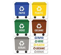 5 Etiquetes Adhesives per al Reciclatge d'Escombraries (Català). Adhesius per a la gestió de residus. Cadascuna de 4,8 x 4,8 cm.