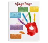 5 Finger Prayer Method Poster with Bible Verses and Scripture for Children Church Home Wall Art(Unframed,08x12inch(20x30cm))