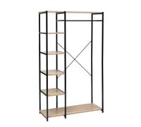 5 five simply smart 5five - Armario Industrial Aliaj - Efecto Madera, Metal Negro - 100x40x170 cm - 5 estantes, Perchero - para Dormitorio, vestidor Abierto