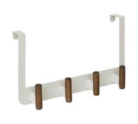 5 five simply smart 5five - Colgador de Puerta Cassie Beige y Madera de 4 Ganchos