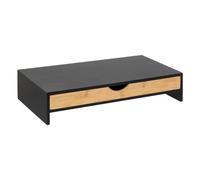 5 five simply smart 5five - Elevador de Monitor de bambú Bava - Negro, 47 x 25 x 10 cm, con cajón de Almacenamiento - Organizador para Oficina y hogar