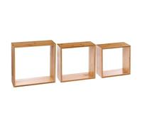 5 five simply smart 5five - Juego de 3 estantes de Pared Fixy Cube - Bambú, 3 tamaños, Fijaciones Invisibles - Almacenamiento Decorativo para salón, Dormitorio y Oficina
