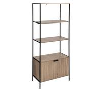 5 five simply smart 5five - Librería Industrial Aliaj, Efecto Roble y Metal Negro, 68 x 35 x 176 cm, 3 estantes y 1 Armario - para salón, Dormitorio y Oficina