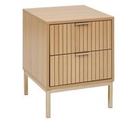 5 five simply smart 5five - Mesita de Noche Tasso de 2 cajones, Efecto Madera Beige Natural - Forma Cuadrada - Cierre Suave y silencioso - Vestidor, Dormitorio, salón