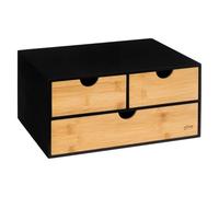 5 five simply smart 5five - Mueble de almacenaje Bava de 3 cajones - Bambú y Negro, 25 cm de Ancho x 31 cm de Profundidad x 16 cm de Alto - para Oficina, Dormitorio y baño