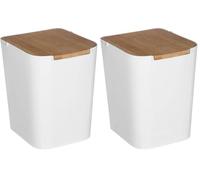 5 five simply smart 5five - Papelera con Tapa de bambú naturéo 5l Blanca (Paquete de 2)