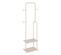 5 five simply smart 5Five - Perchero Beige LINY de Metal y Madera - Barra Individual - 45 x 31 x 164 cm - Organizador de Armario, Accesorio de Ropa