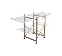 5 five simply smart 5five - Tendedero Plegable Bara Blanco con Efecto Madera, Modular, 4 Ruedas, Capacidad de Secado de 27 m, Tubos Anchos para un Secado rápido, sin Marca