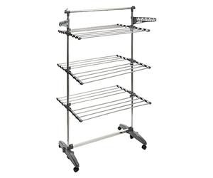 5 five simply smart 5Five - Tendedero Sinai de 24 m con 6 Ruedas, 3 Niveles, Barra telescópica, Amplia Zona de Secado, Plegable y fácil de Mover, Capacidad de Carga de 40 kg