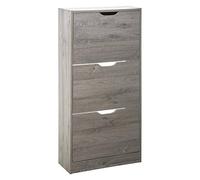5 five simply smart 5five - Zapatero Drawy de 3 cajones con Efecto Roble Gris - 60 x 23 x 119 cm, Capacidad para 18 Pares - para Entrada, Pasillo y almacenaje