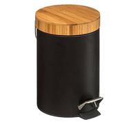 5 five simply smart Cubo Pedal 3L Metal Bamboo Negro, Schwarz, cm