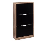 5 five simply smart Organizador de zapatos de 3 cajones para 18 pares de madera en negro y natural