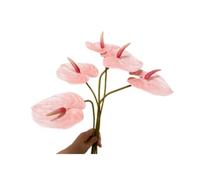 5 flores artificiales de lirio de anturio de 24 pulgadas y 61 cm, permanentes para decoración del hogar, decoración de tienda, accesorios de ramo de flores pequeños (color rosa claro)