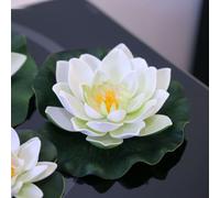 5 flores flotantes artificiales de loto blanco para jardín, estanque y decoración de boda