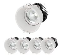 5 focos LED empotrados para Techo con Deflector y ángulo de Haz de 38°, focos de retroadaptación con Globo Ocular, luz Diurna de retroadaptación, 3000K/4000K/6000K seleccionables (10 W, 4000K)