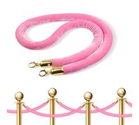 5-Foot Crowd Control Barriers with Gold Plated Hook,1 2 3 4 5 6 Pack Pink Velvet Stanchion Rope, for Carpet Events Movie Theaters Grand Openings Hotels Party(1 pcs)