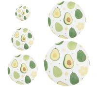 5 fundas elásticas lavables en 5 tamaños para almacenamiento de alimentos para nevera, campamento y cocina, lindo aguacate verde caricaturesco