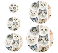 5 fundas elásticas para cepillo en 5 tamaños, tapas de masa madre para una frescura duradera de animales, grupo de gatos, acuarela