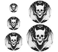 5 fundas elásticas para cuencos en 5 tamaños, tapas de masa madre para una frescura duradera, constelación de calavera en blanco y negro