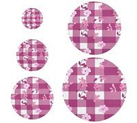 5 fundas elásticas para cuencos en 5 tamaños, tapas de masa madre para una frescura duradera William Morris Floral Gingham Magenta