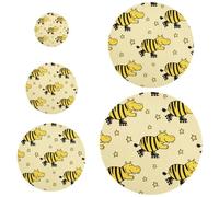 5 fundas elásticas para latas de alimentos en 5 tamaños, tapas de masa madre para una frescura duradera, lindos animales, patinaje, estrellas negras, amarillo claro