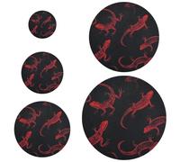 5 fundas elásticas reutilizables para tazones en 5 tamaños, tapas de masa madre para pan para una frescura duradera, color negro y rojo, Halloween, animal malvado