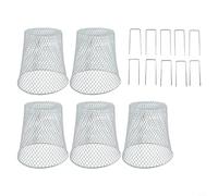 5 fundas protectoras para plantas de jardín con malla de alambre y estacas para el suelo, que ofrecen una defensa eficaz contra daños animales y factores ambientales (blanco)