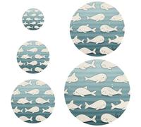 5 fundas reutilizables elásticas en 5 tamaños, tapas de masa madre para pan para una frescura duradera bajo animales marinos, peces, ballenas, rayas azul oscuro