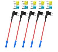 5 fusibles en miniatura para coche, adaptador TAP 15 A/20 A, doble corriente para cámara de salpicadero, accesorios de fácil instalación, grifos para espacios estrechos