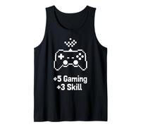 +5 Gaming +3 Skill Retro Mando Arte Camiseta sin Mangas