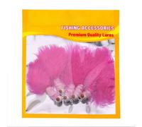 5 ganchos de plumas para pesca en el mar con cabeza pesada, señuelo de plumas de pollo para pescadores de agua salada que apuntan a varios peces (rosa 3.5)