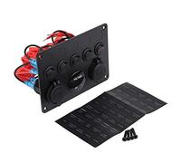 5 Gang On/Off Toggle Switch Panel with Dual USB and 0-24V Voltmeter, Built - in Overload Protection, LED Indicator for Car Boat RV Truck 12-24V (Luz roja)