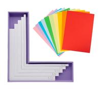 5 Guías de Alineación para Manualidades con Papel, Reglas en forma de L con Código de Color, Estuche y Marcas de Tamaño, Ideales para la Creación de Tarjetas, Plataformas de Estampado y Scrapbooking