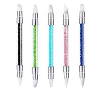 5 Herramientas De Arte De Uñas,Silicone Nails Art Brush,Juego De 5 Pinceles De Silicona De Doble Punta Para Decoración De Uñas,Efecto De Dibujo Para Esculpir Uñ as,Para Salón De Punteado De U ñas