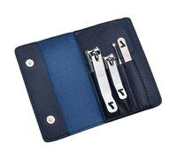 5 herramientas portátiles de acero al carbono for el cuidado las uñas con estuche viaje cuero azul, set personal