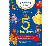 5 histoires: Le Roi Lion, La Belle et la Bête, Aladdin, Le Livre de la Jungle, Toy Story. CP