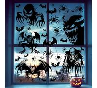 5 Hojas 37 Piezas Calcomanías Gigantes de Halloween para Ventanas, Pegatinas de Monstruo Aterrador para Decoración de Halloween