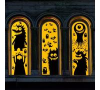 5 hojas de 29 pegatinas gigantes para ventana de Halloween con monstruos traviesos para decoración de Halloween