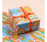 5 hojas de papel de regalo de flores coloridas con cinta de 3 m, estilo pintura al óleo para regalo de cumpleaños, vacaciones, papel de embalaje de ramo floral (naranja)