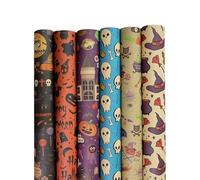 5 hojas de papel de regalo de Halloween con impresión de Halloween, bolsa de regalo, embalaje hecho a mano, decoración de ramo, suministros de papel de regalo