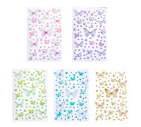 5 Hojas De Pegatinas De Gemas Faciales De Mariposa De Colores Para Manualidades, Pegatinas 3d Con Purpurina Para Álbumes De Recortes, Pegatinas De Gemas Faciales Para Mujer, Pegatinas Autoadhesivas De