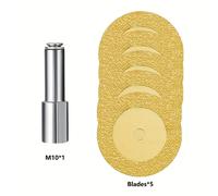 5 hojas de sierra de 50 mm con mango M10 - 1.1 mm, ultrafinas y desmontables, ideales para cortar vidrio/cerámica/mármol, tallado de precisión y superficie