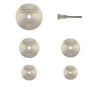 5 hojas de sierra HSS con barra de extensión de vástago de 1/8", rueda de corte, mandril de hoja de corte, juego de herramientas giratorias para cortar madera, productos de plástico, aleación de