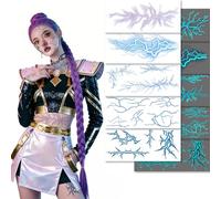 5 hojas tatuajes para demonios, luminosos tatuajes temporales para disfraces de demonios, K pop Hunter Anime Disfraces, para cosplay, carnaval, Halloween, noches en el escenario,verde