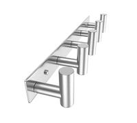 5-Hook Wall Mount Rack Stainless Steel Bathroom Organizer, Wall-Mounted, Rust-Resistant, Five-Hook Storage