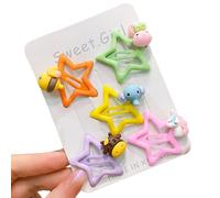 5 horquillas de pelo de estrellas para niños, coloridas pinzas de epóxido para el cabello lateral