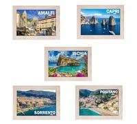 5 imanes de madera de 5 x 7 cm en la costa de Amalfi, souvenir, regalo turístico